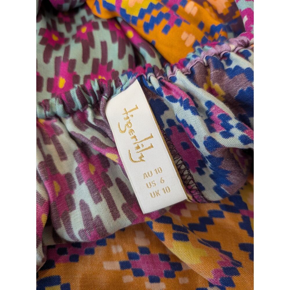 Tigerlily Utopia Trinity Maxi Dress Size 6 Boho Patchwork Print Halter Tie Back - Picture 6 of 11